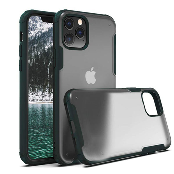 Case for iPhone 11 Pro Max XR Xs 7 8 6 6s Plus Matte Transparent Crystal PC Back Cover with Rubber TPU Bumper Shockproof Case