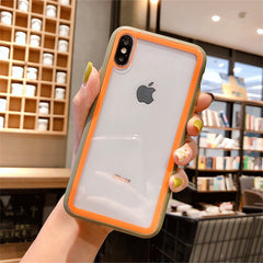 Colorful Frame Shockproof Tempered Glass Phone Case For iphone 11Pro Max XR XS Max 8 7 6 6s Plus Silicone Transparent Back Cover
