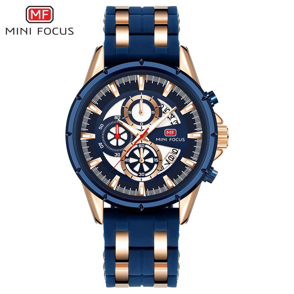 NIMIFOCUS Blue Watch Men Top Quality Chronograph Men's Watches Quartz Watches Men Sports Watch Silicone Rubber Strap Wristswatch
