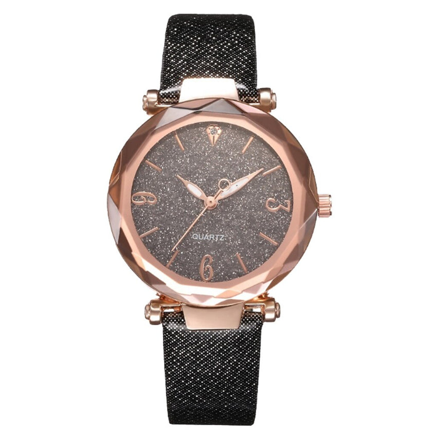 Fashion Starry Sky Watches For Women Crystal Analog Quartz Wristwatches Ladies Sports Clock Dial Leather Strap Zegarki Damskie*X