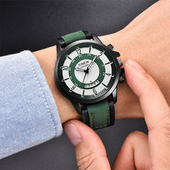 Men's Watch Military Sports Quartz Watches Luxury Green Leather Outdoor Fashion High Quality Clock Relogio Masculino