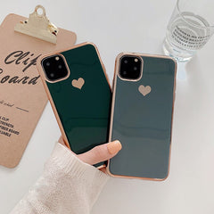 Electroplated love heart Phone Case For iPhone 11 11Pro Max XR XS X XS Max 7 8 6 6S Plus Shockproof Protective Back Cover Conque