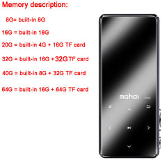 Bluetooth 4.1 touch keys MP3 player Bulit-in 16GB and Speaker with FM radio/recording Portable Slim Lossless Sound walkman