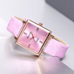 Women's Watch Elegant Khaki Simple Minimalism Quartz Casual Watch Ladies Rhinestone Wristwatch Leather Colck Zegarki Damskie@50
