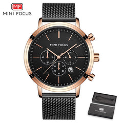 MINI FOCUS Men Watches 2019 Luxury Brand Mens Watches Quartz Stainless Steel Chronograph Watch Sport Clock Men's Wrist Watch