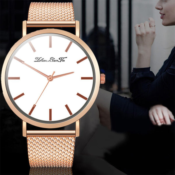 New Fashion Women Watches Business Analog Quartz Watch Ladies Casual Silicone Belt Watch Rose Gold Clock Gift Zegarek Damski @50
