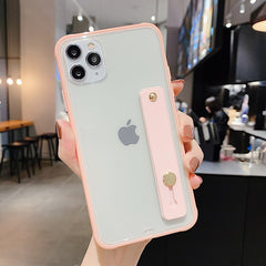 Silicone Shockproof Bumper Clear Phone Case For iPhone 11Pro Max X XR XS Max 8 7 6 6S Plus Soft TPU Wrist strap stand Back Cover