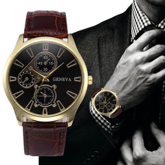 New Geneva Fashion Men's Watch Masculino Relogios PU Leather Retro Quartz Casual Male Clock Erkek Kol Saati