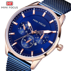 MINI FOCUS Wrist Watch Men Top Brand Luxury Famous Male Clock Mens Watches Quartz Calendar Stainless Steel Mesh Strap Relogio
