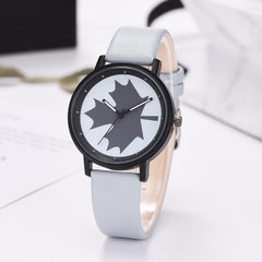 Modern Watch Women Black Maple Leaf Pattern Fashion Quartz Wristwatch High Quality Leather Strap Casual Female Montre Femme@50