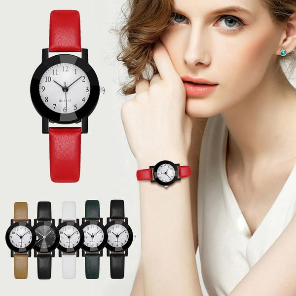 New Famous Brand Women Simple Leather Band Analog Quartz Leather Strap Round Wristwatch Watches Fashion  Relogio Feminino Clock