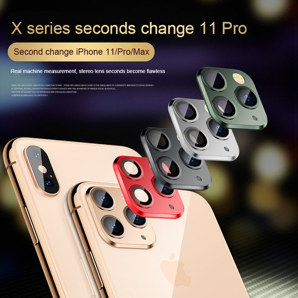 Modified Metal Sticker Camera Lens Seconds Change Cover For iPhone X XS MAX Fake Camera For iPhone 11 Pro Max Glass Protector