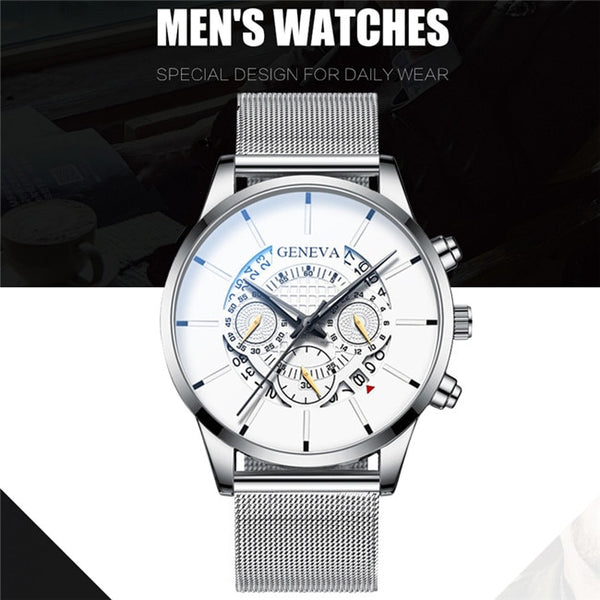Fashion Men's Watch Sport Watches Luxury Relogio Masculino Calendar Men Watch Steel Mesh Band Watch Men Clock Reloj Hombre