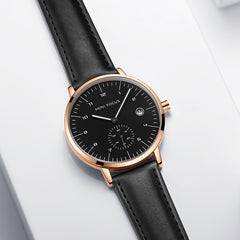 MINIFOCUS Quartz Watch Men Fashion Mens Watches Top Brand Luxury Waterproof Men Watch Leather Strap Wristwatch Relogio Masculino