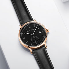 MINIFOCUS Quartz Watch Men Fashion Mens Watches Top Brand Luxury Waterproof Men Watch Leather Strap Wristwatch Relogio Masculino