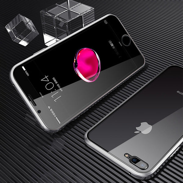 360 Magnetic Metal Phone Case For iphone 7 8 6 Plus Double Side Glass For iphone X XR XS MAX 6 6S plus 9H tempered glass Cover