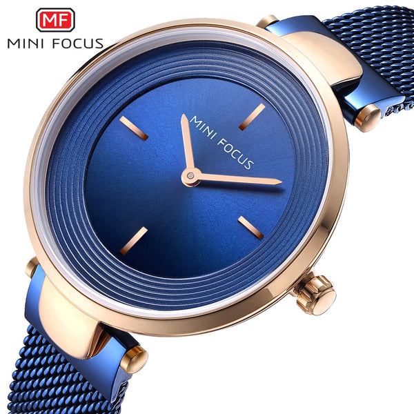 MINIFOCUS Thin Ladies Wrist Watch Women Fashion Stainless Steel Watch Strap Quartz Girls Watches Womans Clock Relogio Feminino