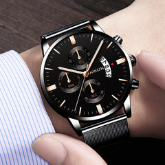 Reloj Hombre Men's Fashion Casual Watches Men Business Stainless Steel Mesh Band Quartz Watch Relogio Masculino