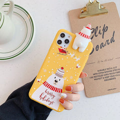 Christmas Cartoon 3D Deer Case For iPhone XR 11 Pro XS Max X Silicone Matte Cover For iphone 7 8 6 S 6S Plus 7 8 Plus Case Bear