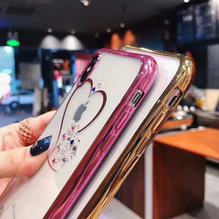 TIKITAKA Bling Crystal Heart Phone Cases For iphone 7 6 6S Plus Case thin Clear Soft TPU Rose Gold Plating Glitter Diamond Cover