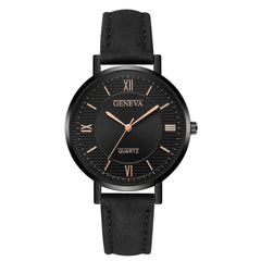 Geneva Brand Fashion Men's Watch Leather Belt  Wrist Watches Personality Roman Dial Male Clock Erkek Kol Saati