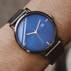 SOXY Brand Luxury Men's Watch Quartz with Rhinestone Date Simple Dial Stainless Steel Strap Male Clock Erkek Kol Saati