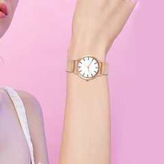 Business Style  Women Watches Black Scale Dial Ladies Quartz Wristwatch Fashion Mesh Belt Strap Casual Clock Zegarki Damskie@50
