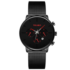 Men's Fashion Business Watches Men Casual Calendar Clock Luxury Black Stainless Steel Mesh Belt Quartz Watch Relogio Masculino