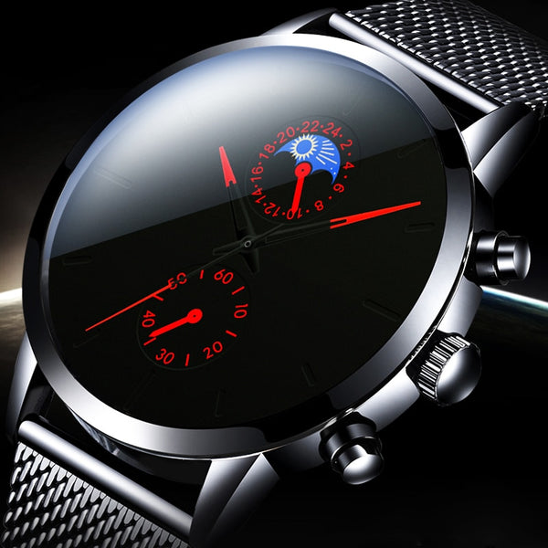 relogio masculino 2020 Fashion Watch Men Business Casual Watches Luxury Black Stainless Steel Mesh Belt Quartz Wristwatch
