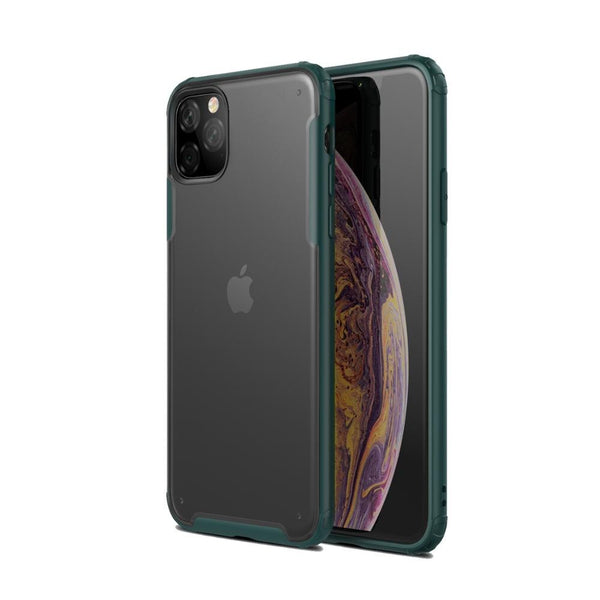Case for iPhone 11 Pro Max XR Xs 7 8 6 6s Plus Matte Transparent Crystal PC Back Cover with Rubber TPU Bumper Shockproof Case
