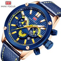 MINI FOCUS Sport Watches For Men Watch Military Leather Watch Men Luminous Chronograph Man Watch 2019 Brand Luxury Wristwatch