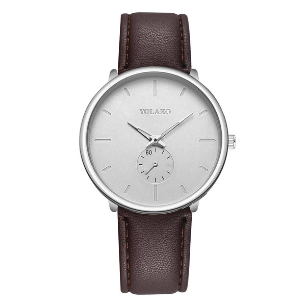 YOLAKO Simple High Quality Leather Strap Fashion Men's Watch Belt Casual Watch Round Single Eye Dial Watches Zegarek Meski