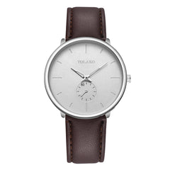 YOLAKO Simple High Quality Leather Strap Fashion Men's Watch Belt Casual Watch Round Single Eye Dial Watches Zegarek Meski