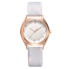 New Fashion Watches Women Gold Frame Dial Ladies Casual Quartz Wristwatch Solid Color Flower Leather Strap Clock Reloj Mujer @50