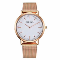 Fashion Men's Watch Popular Rose Gold Ultra-thin Dial Simple Unisex Watch Quartz Clock Mesh Watch Erkek Kol Saati