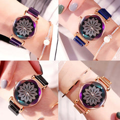 Luxury Women Watches Fashion Elegant Magnet Buckle Ladies Wristwatch Starry Sky Rhinestone Gift Clock Dress Relogio Feminino@50