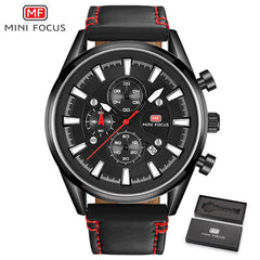 MINI FOCUS Luxury Brand Sport Watches For Men Analog Date Quartz Big Watch Men Leather Clock Male Military Men Watch Waterproof