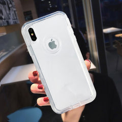 Heavy Duty Armor Clear Phone Case For iPhone XR XS Max X 6 6s 7 8 Plus PC+TPU 3 in 1 360 Shockproof Transparent Protective Cover