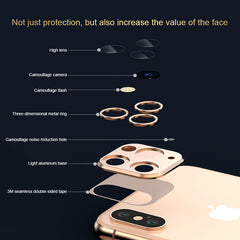 Modified Metal Sticker Camera Lens Seconds Change Cover For iPhone X XS MAX Fake Camera For iPhone 11 Pro Max Glass Protector