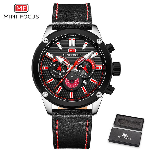 MINI FOCUS Sport Watches For Men Watch Military Leather Watch Men Luminous Chronograph Man Watch 2019 Brand Luxury Wristwatch