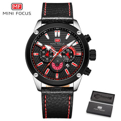 MINI FOCUS Sport Watches For Men Watch Military Leather Watch Men Luminous Chronograph Man Watch 2019 Brand Luxury Wristwatch