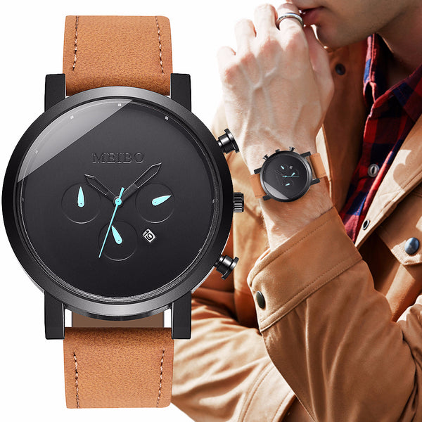 New Men's Watch Casual Large Dial Calendar Clock Simple Belt Wild Sport Quartz Watches for Men Erkek Kol Saati Relogio Masculino