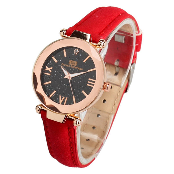 Luxury Women's Watches Starry Sky Dial Ladies Fashion Quartz Wristwatch Soild Color Strap Clock Casual Dress Reloj Mujer 2019@50