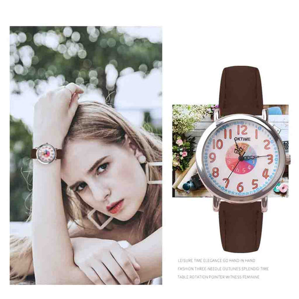 Luxury Women's Watches Featured Dial Ladies Fashion Analog Quartz Wristwatch Leather Strap Clock Casual Dress Reloj Mujer @50