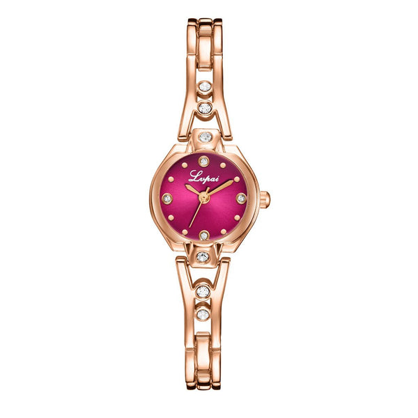 Simple Style Women Watches Dot Rhinestone Dial Ladies Fashion Quartz Wristwatch Alloy Bracelet Strap Clock Casual Reloj Mujer @5