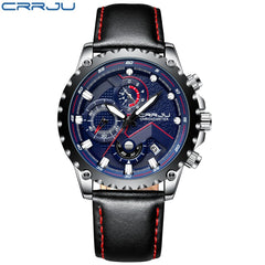 CRRJU New Men's Watch Relogio Masculino Sports Clock Men Watches Top Brand Luxury Military Leather Waterproof Clock 2019