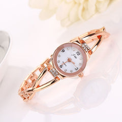 Watches Women Bracelet Watch Rhinestone Rose Golden Stainless Steel Wrist Watch For Ladies Alloy Strap Gift Relogio Feminino *M