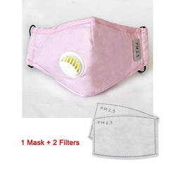 PM2.5 Anti Pollution Mask Dust Respirator Washable Reusable Masks With Valve Filter Cotton Unisex Mouth Muffle