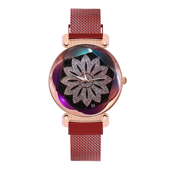 Luxury Women Watches Fashion Elegant Magnet Buckle Ladies Wristwatch Starry Sky Rhinestone Gift Clock Dress Relogio Feminino@50