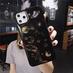TIKITAKA Glitter Bling Stars Moon Case For iPhone 11 Pro X XR XS Max 7 8 6 6s Plus Clear Planet Phone Cases Soft TPU Back Cover